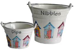 Beach Hut Ceramic buckets perfect for tapas dishes nibbles & dips 2 sizes