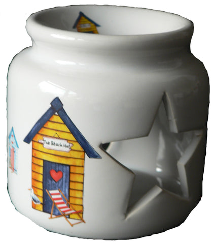 Beach hut wax melt burner Oil burner - Colourful cheery beach hut pattern oil burner