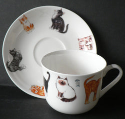 Cats and kittens LARGE Breakfast cup and saucer set. Bone china breakfast cup and saucer set