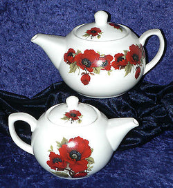 Poppy pattern 2 cup or 6 cup porcelain teapot or milk jug or sugar bowl