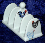 Chicken  toast rack. Ceramic  toast holder decorated with chickens cockrels