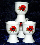 Poppy  poppies egg cups eggcup porcelain set of 4