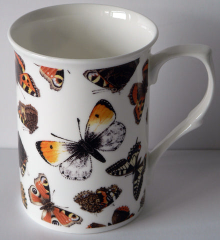 China Butterfly, butterflies mug, Standard bone china mug decorated all round