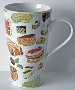Cakes chintz ceramic large latte mug 3/4pt capacity