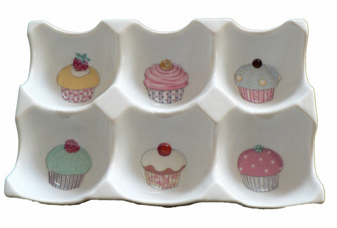 Cupcake Ceramic 6 egg holder egg tray