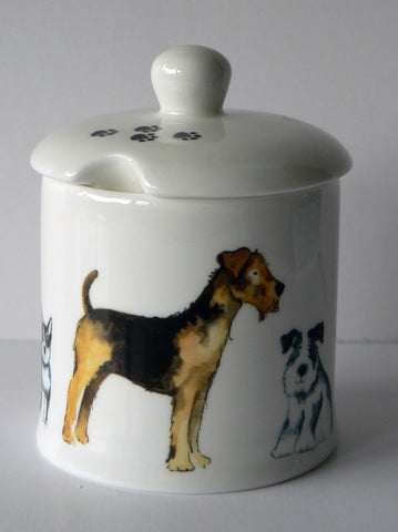 Dogs chintz, bone china preserve, jam marmalade pot container