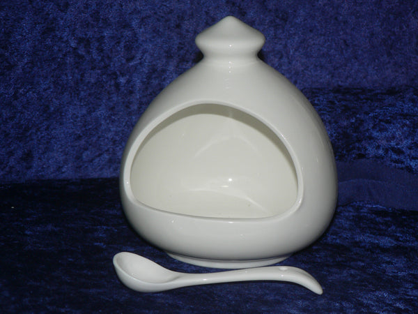 White ceramic salt pig
