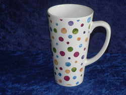 Colourful spot design ceramic large latte mug 3/4pt capacity shabby chic design