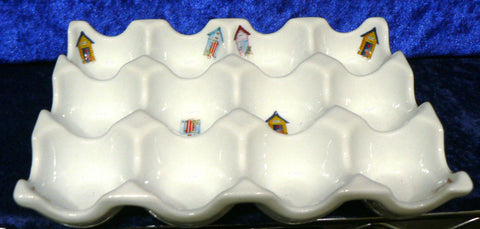 Beach Huts Ceramic 12 egg holder