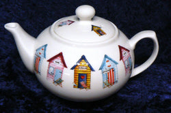 Beach Huts pattern 6 cup porcelain teapot