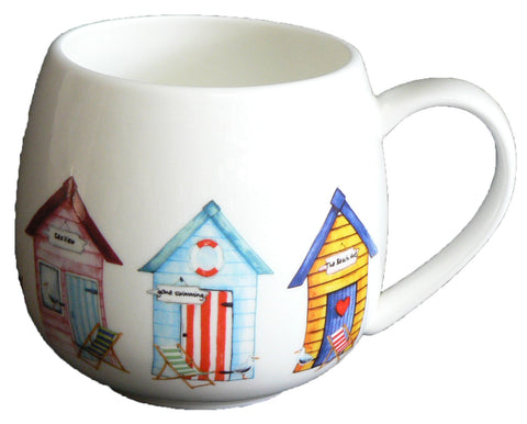 Beach Hut Bone china HUG a MUG rounded bone china mug decorated all round