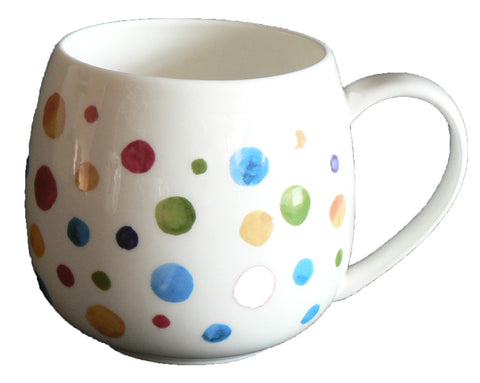 Spots Bone china HUG a MUG rounded bone china mug decorated all round