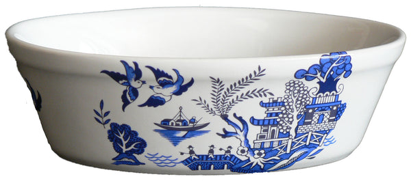 2 x blue willow pattern Design Small Oval Pie Dish/Baking Dish