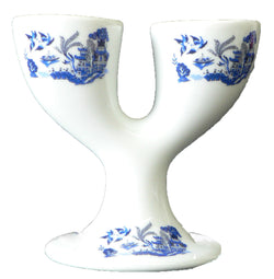 Blue Willow Pattern double egg cups. Porcelain eggcup designed for 2 boiled egg