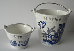 Blue willow ceramic buckets perfect for tapas dishes nibbles & dips