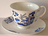 Blue willow pattern cup and saucer set boxed bone china gift boxed set wtih teaspoon