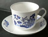 Blue willow pattern LARGE Breakfast cup and saucer set. Bone china breakfast cup and saucer set