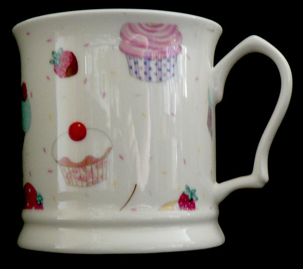 Cupcake design large mug, Bone China tankard