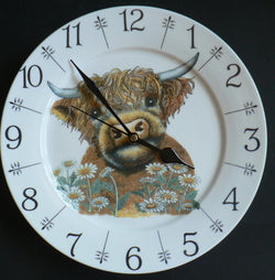 Highland Cow large Ceramic Wall Clock