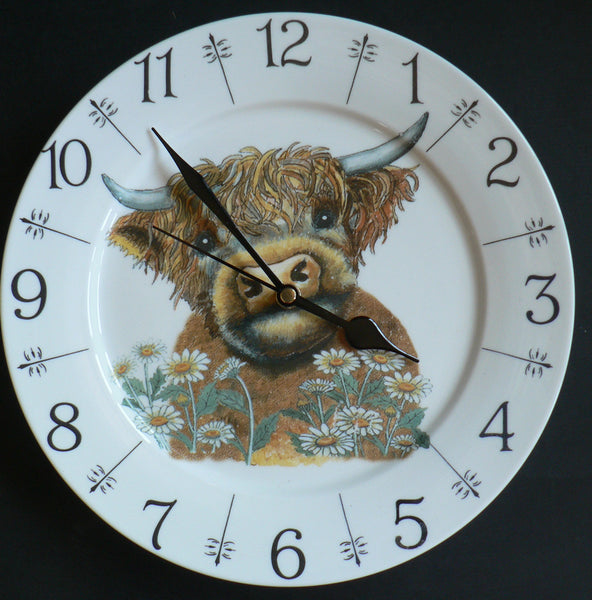 Highland Cow large Ceramic Wall Clock