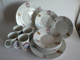 Beach huts 16 piece dinner set.Dinner service. Beach huts tableware