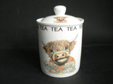 Highland cow china storage containers, tea sugar and coffee set