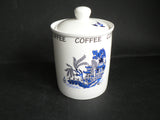 Blue willow pattern, china, Tea sugar and coffee canisters