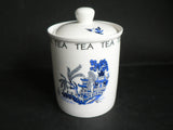 Blue willow pattern, china, Tea sugar and coffee canisters