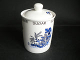 Blue willow pattern, china, Tea sugar and coffee canisters
