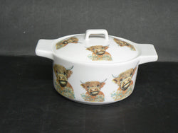 HIghland Cow individual casserole dish or small serving dish