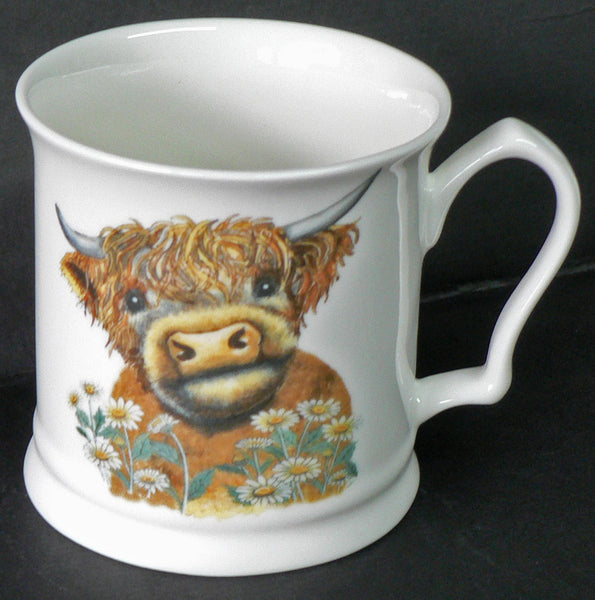 Highland Cow tankard Mug - Cute hightland Cow Design Design Large Size tankard in fine Bone China