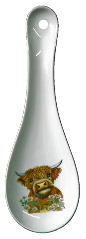 HIghland cow ceramic spoon rest cooking utensil rest