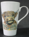 Highland cow large porcelain latte mug
