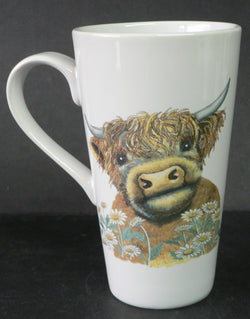 Highland cow large porcelain latte mug