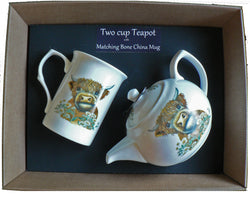 Highland Cow Teapot and Mug Set, Bone China, Gift Boxed, Two Cup Teapot with Matching Mug, Brand: Generic