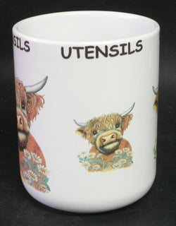 Highland Cow Utensil Holder