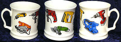 Power Tools colourful fine bone china tankard large mug with tools design