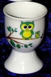 Set of 4 ceramic cute owl design eggcups egg cups  2 colours