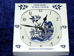 Blue Willow Pattern ceramic wall clock. Porcelain wall clock. Blue willow