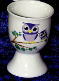 Set of 4 ceramic cute owl design eggcups egg cups  2 colours