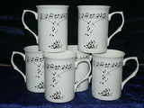 Music note Bone china mugs - set of 6 gift boxed 10oz mugs with our music design