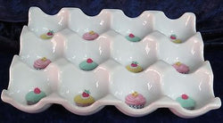 Colourful Cupcakes Ceramic 12 egg holder