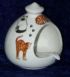 Cat cats salt pig Porcelain salt pig with ceramic spoon decorated with many cats