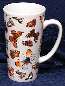 Beautiful butterflies chintz  ceramic large latte mug 3/4pt capacity