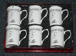 Music note Bone china mugs - set of 6 gift boxed 10oz mugs with our music design
