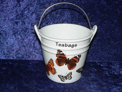 Butterfly Teabag tidy bucket shaped used teabag pot, used teabag holder perfect for a good quantity