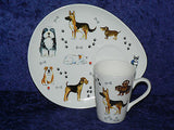 Dog dogs snack plate & mug.  Mug and plate set