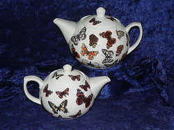 Butterfly porcelain teapot, milk or sugar Butterflies pattern chose 2 cup, 6 cup