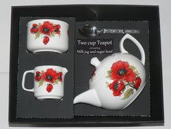 Poppy 2 cup teapot, Milk & Sugar gift boxed.