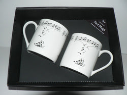 Music notes Pint mugs Set of 2 gift boxed 2 full pint sized mugs gift boxed